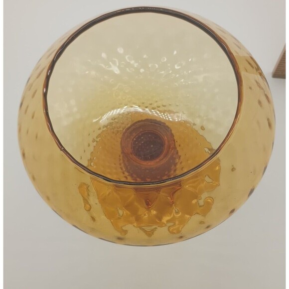 Empoli Amber Optic Compote Dish MCM Autumn Harvest Gold Italy Hand Blown - Picture 6 of 8